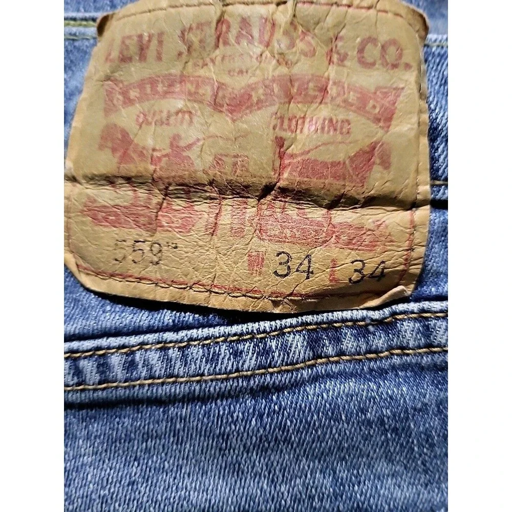 Levi's 559 Jeans Mens Size 34x34 Relaxed Straight Blue Denim Stretch Medium Wash